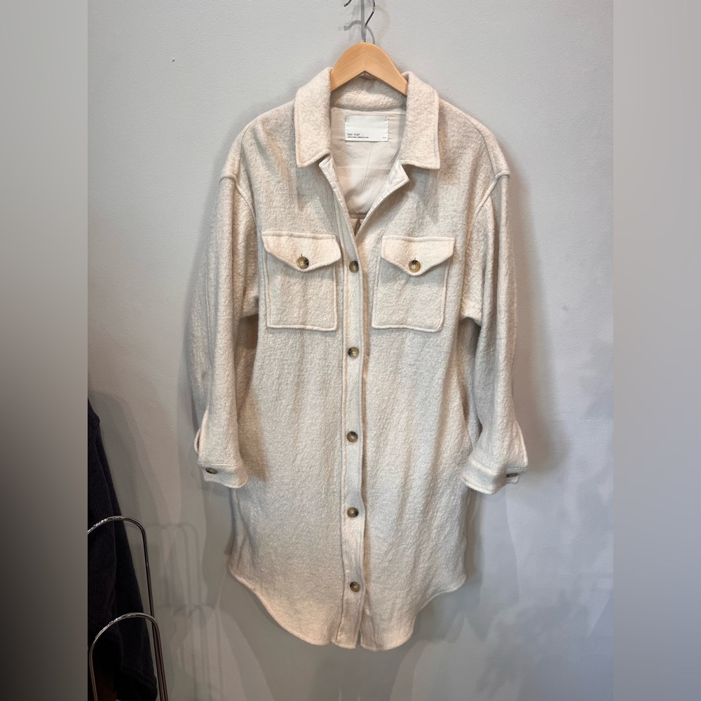 Cream Button-Up Shirt Jacket